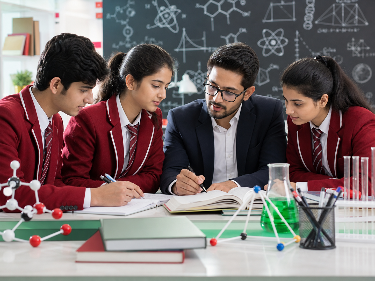 Students preparing concepts for NEET and JEE foundation
